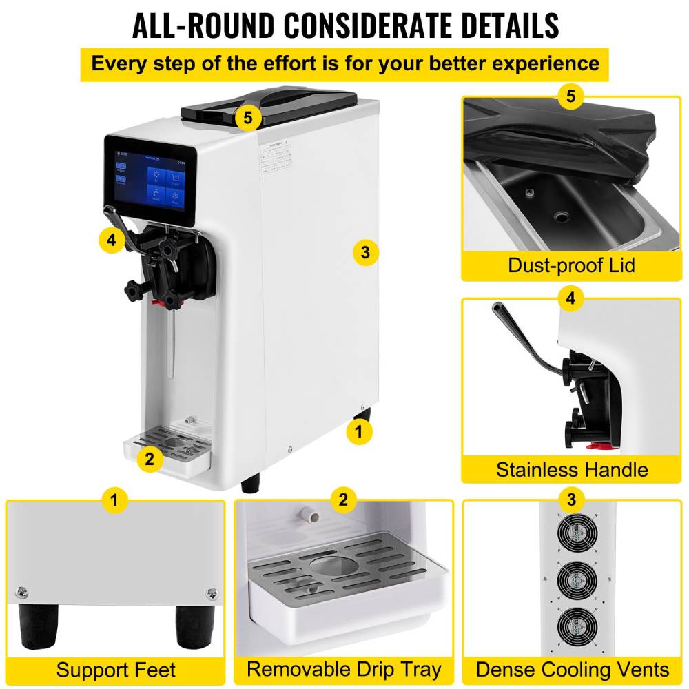 1000W Commercial Home Soft Serve Frozen Yogurt Ice Cream Maker Machine, 4.0L