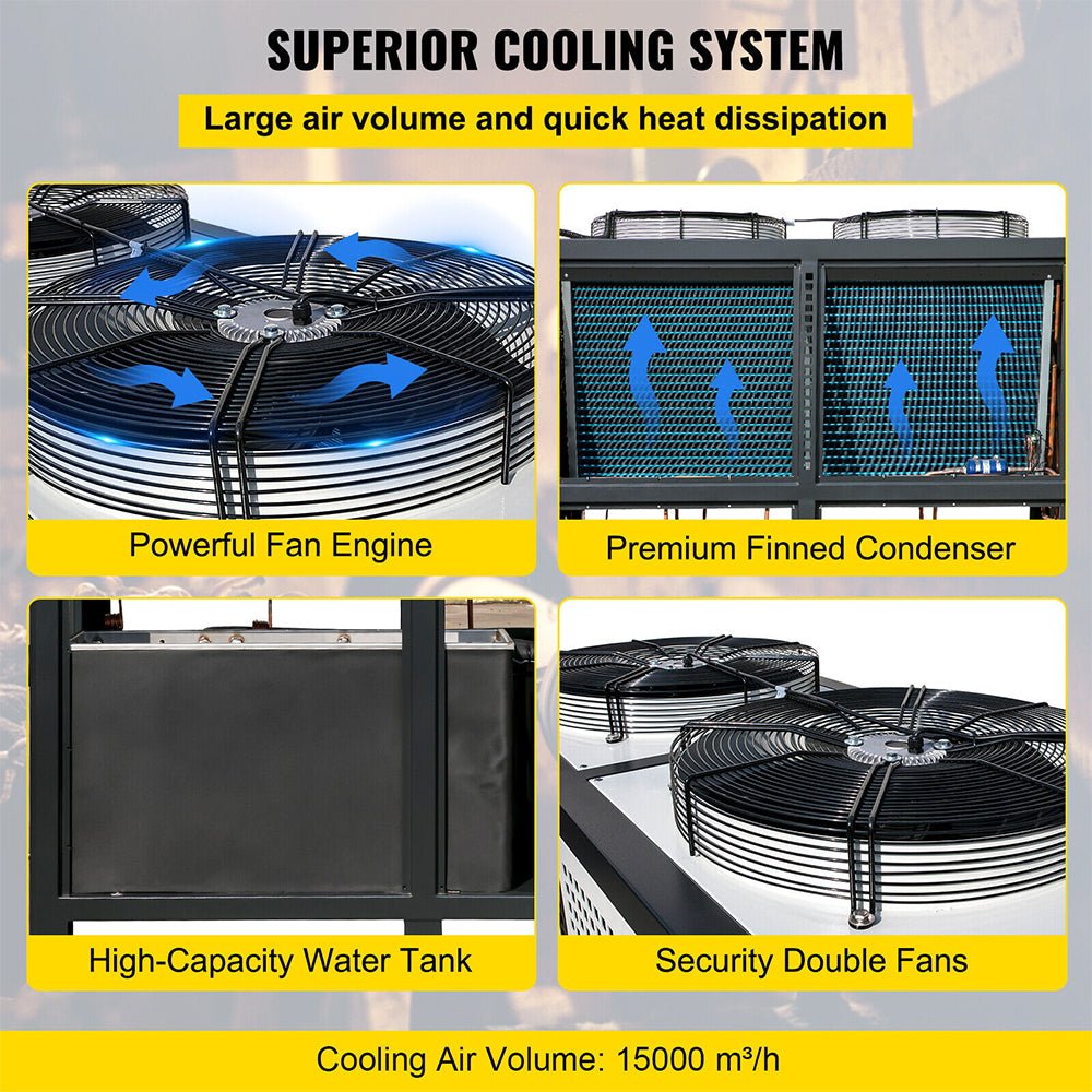 15 Ton Smart Air-Cooled SS Industrial Water Chiller With LCD Display & 150L Water Tank, 15HP (95201436)