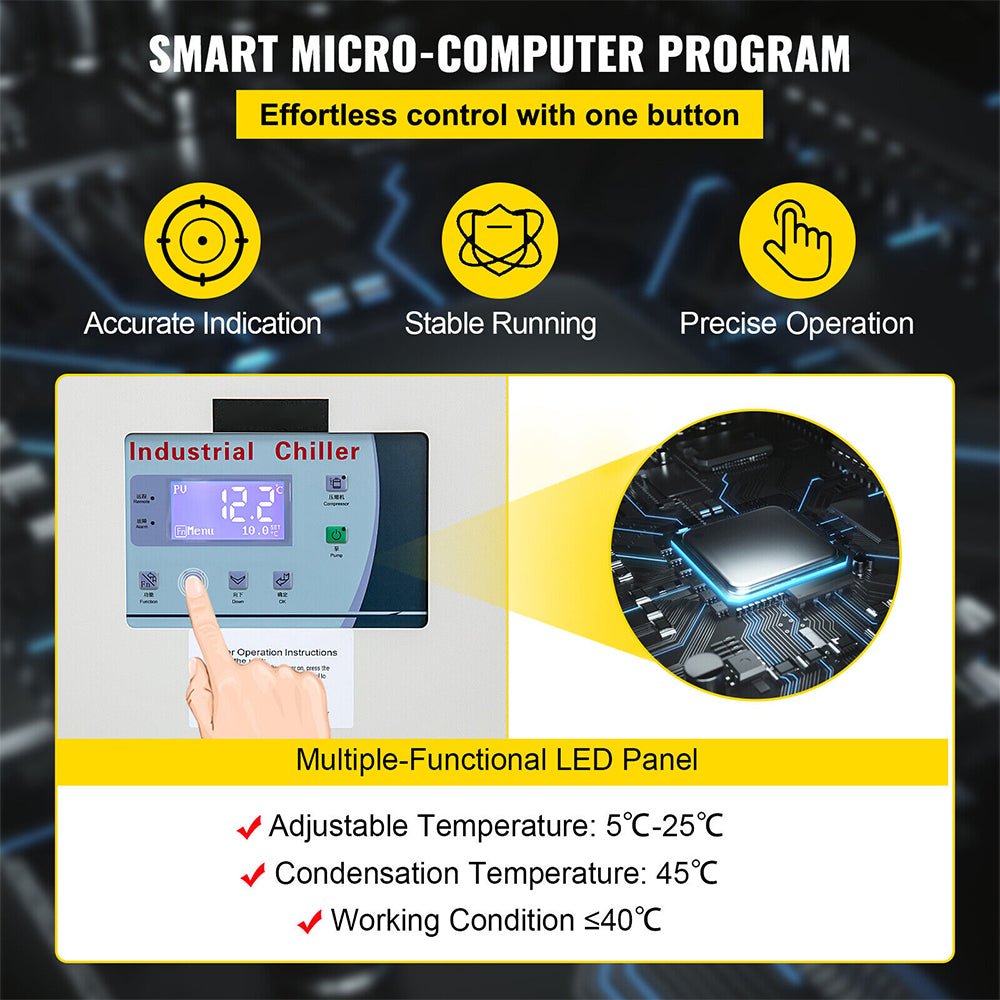 15 Ton Smart Air-Cooled SS Industrial Water Chiller With LCD Display & 150L Water Tank, 15HP (95201436)