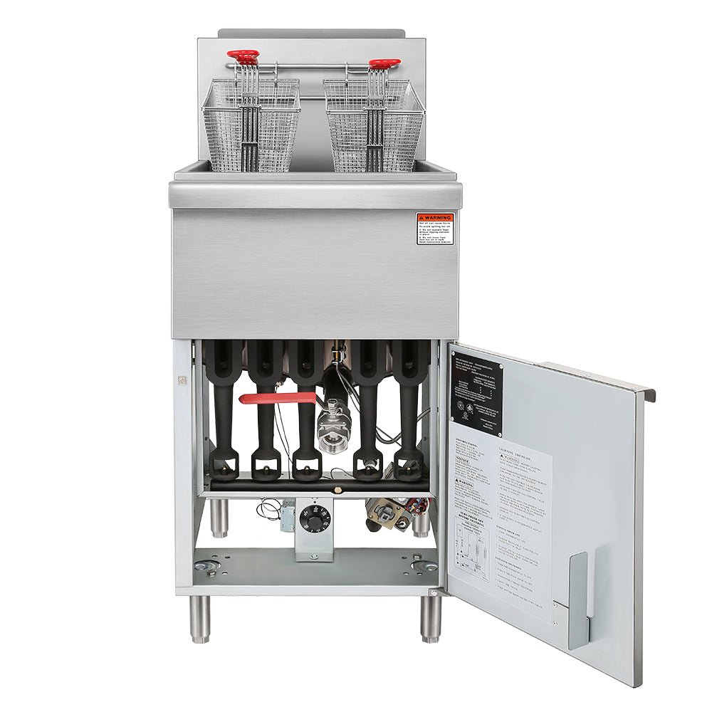 150K BTU Commercial Stainless Steel Gas Powered Floor Deep Fryer With Baskets, 90-95 LBS (95364271)