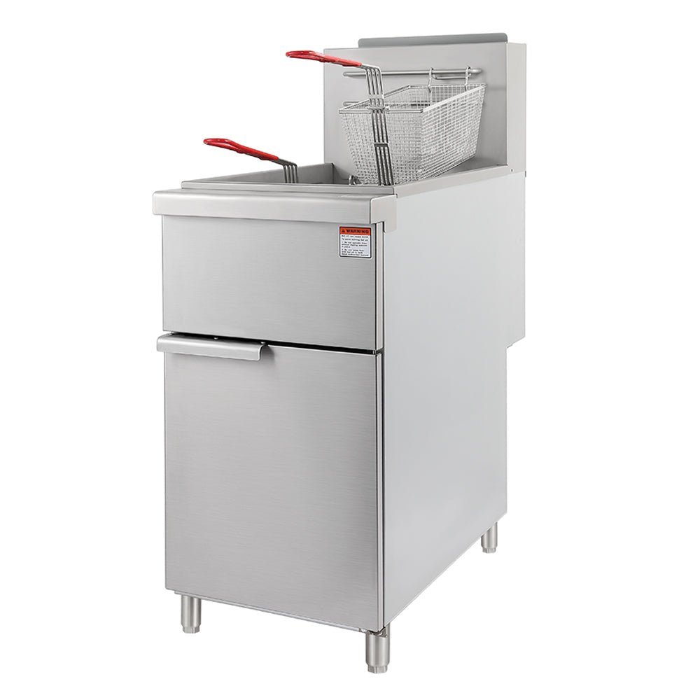 150K BTU Commercial Stainless Steel Gas Powered Floor Deep Fryer With Baskets, 90-95 LBS (95364271)