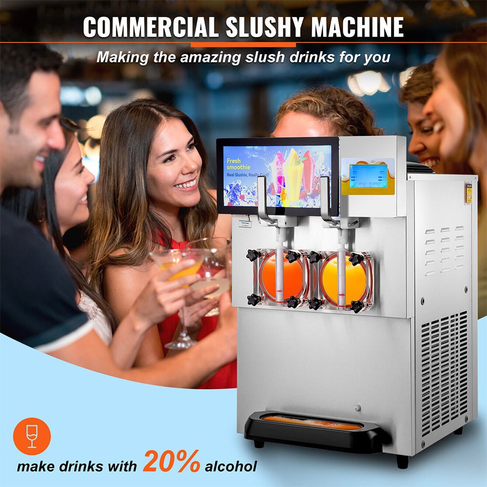16L Commercial Double Frozen Margarita Ice Slushie Drink Maker Machine, 1155W
