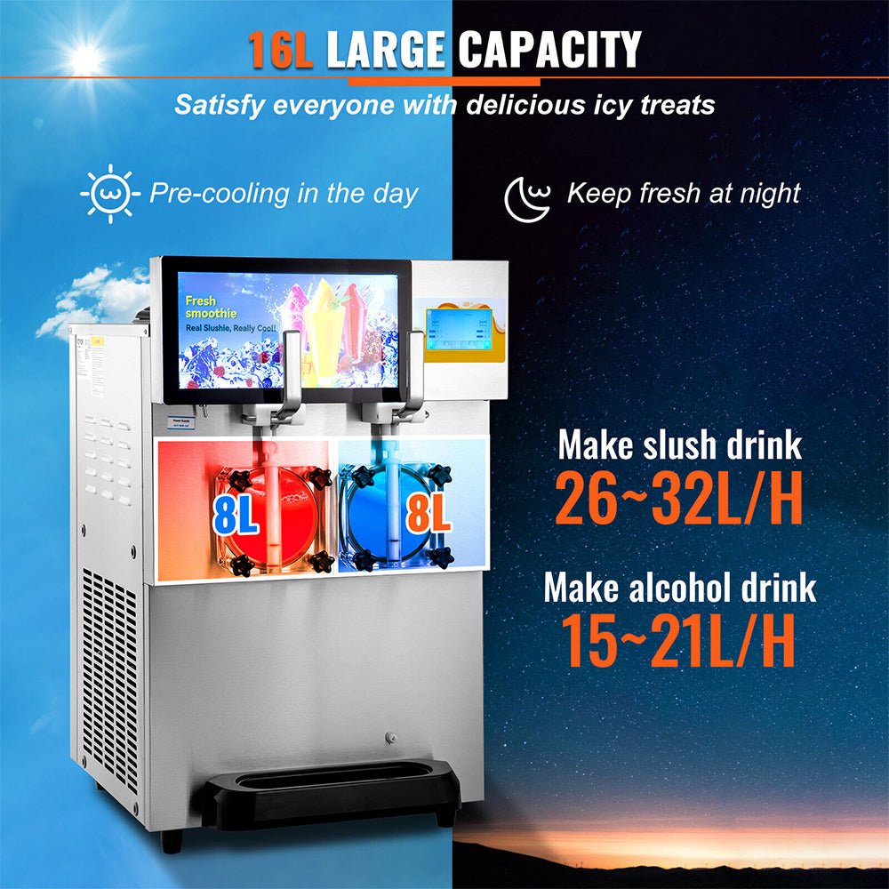 16L Commercial Double Frozen Margarita Ice Slushie Drink Maker Machine, 1155W