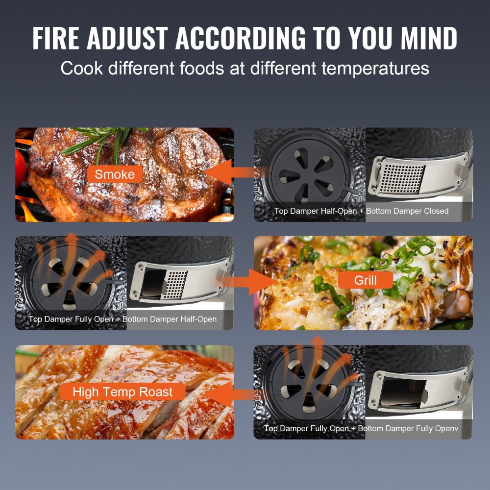 18" Portable Round Ceramic Outdoor Barbecue Smoker Grill For Patio (97258631)