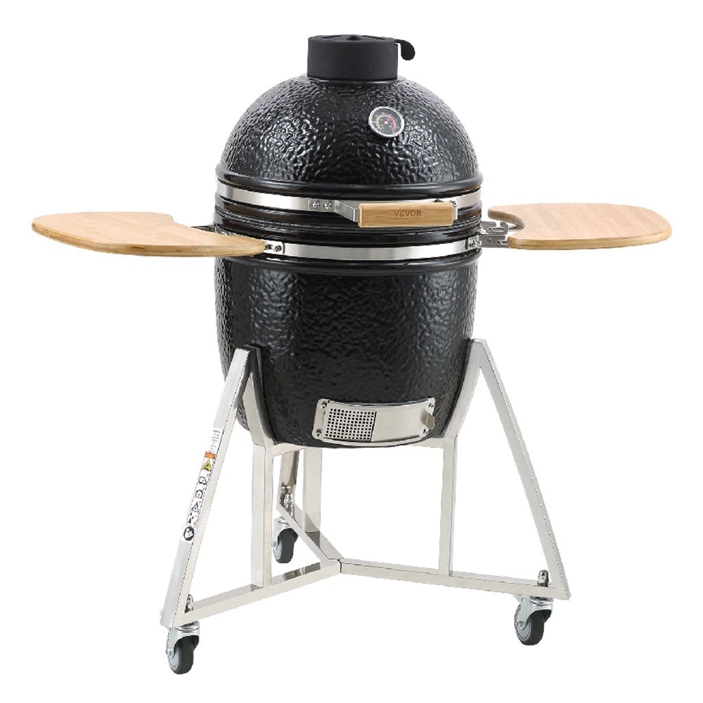 18" Portable Round Ceramic Outdoor Barbecue Smoker Grill For Patio (97258631)