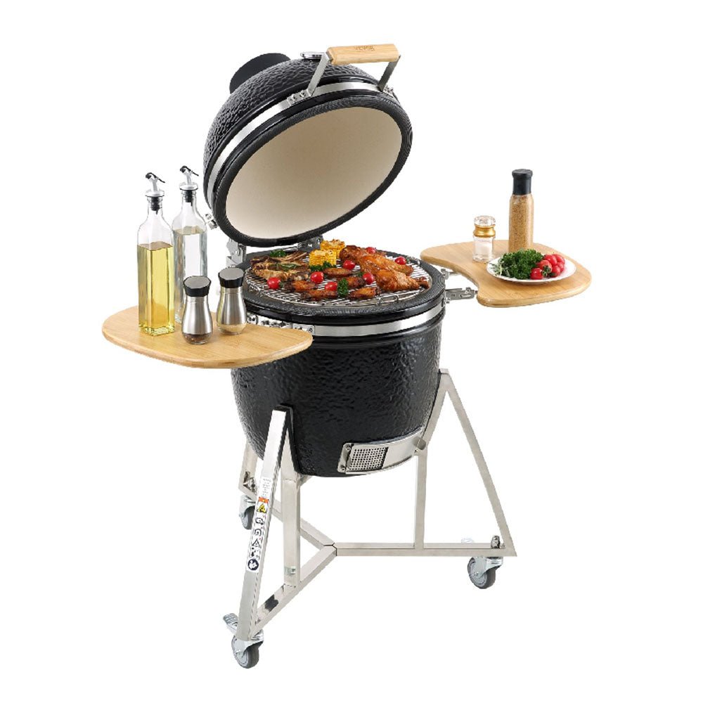 18" Portable Round Ceramic Outdoor Barbecue Smoker Grill For Patio (97258631)