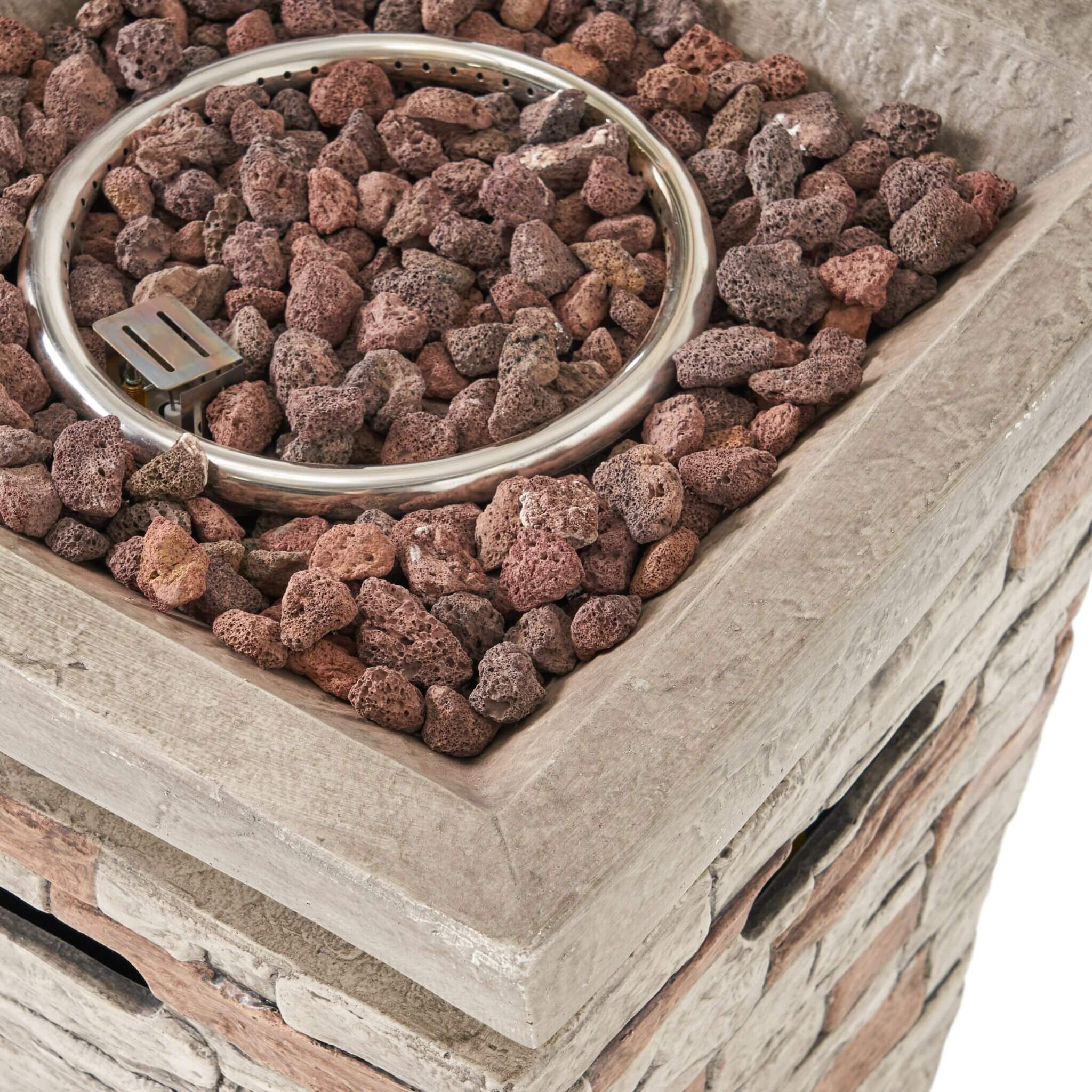 19" Outdoor 40K BTU Natural Stone Fire Column (SAK36771)