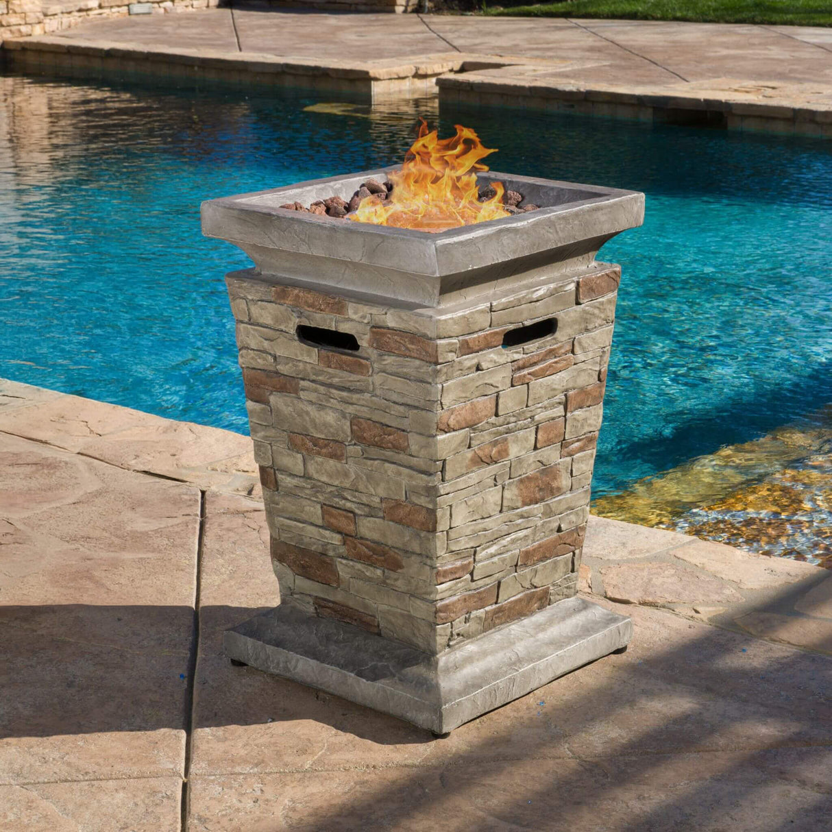 19" Outdoor 40K BTU Natural Stone Fire Column (SAK36771)
