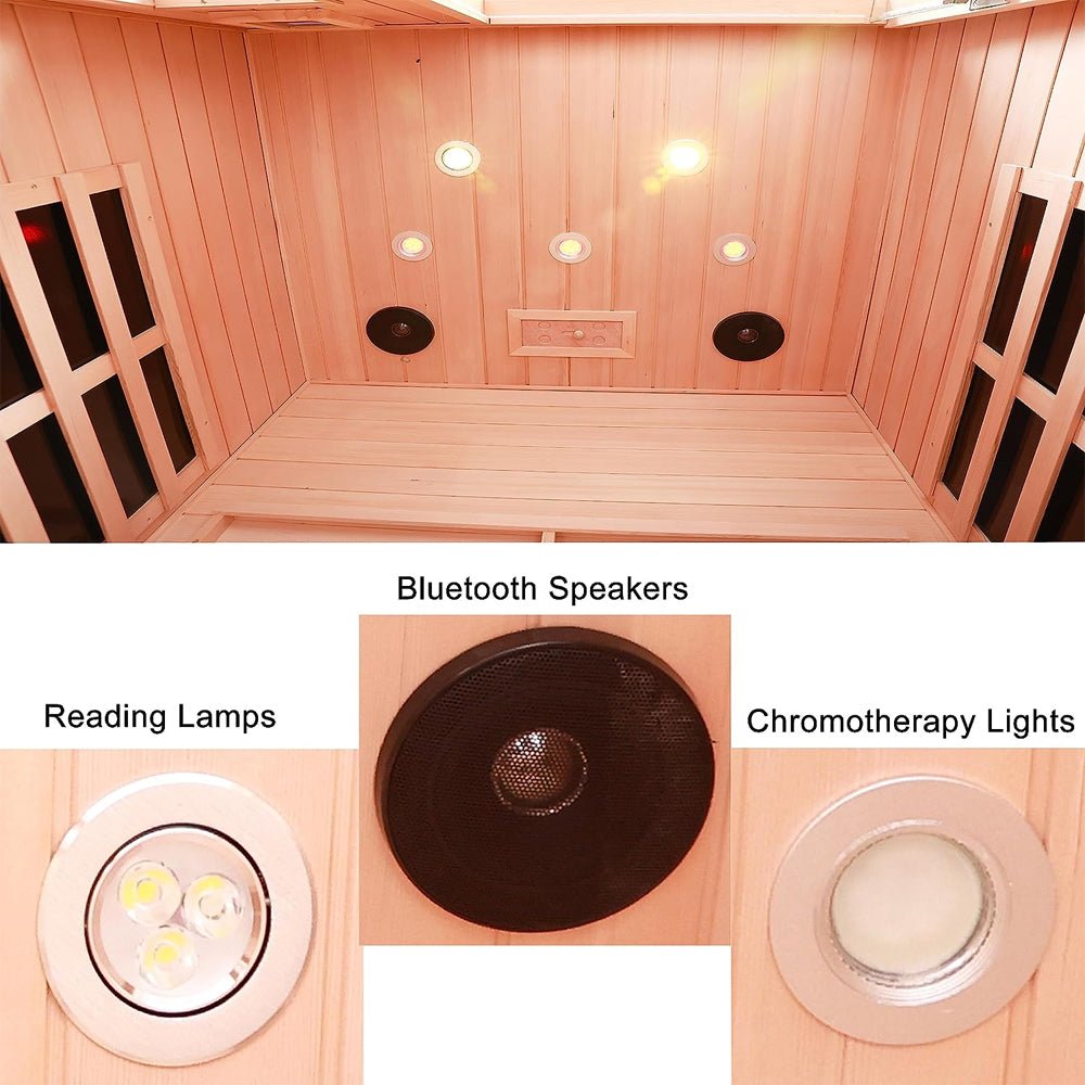 2-Person Low EMF FAR-Infrared Heat Wood Home Personal Spa Sauna With Ceramic Heaters, 1760W (93852741)