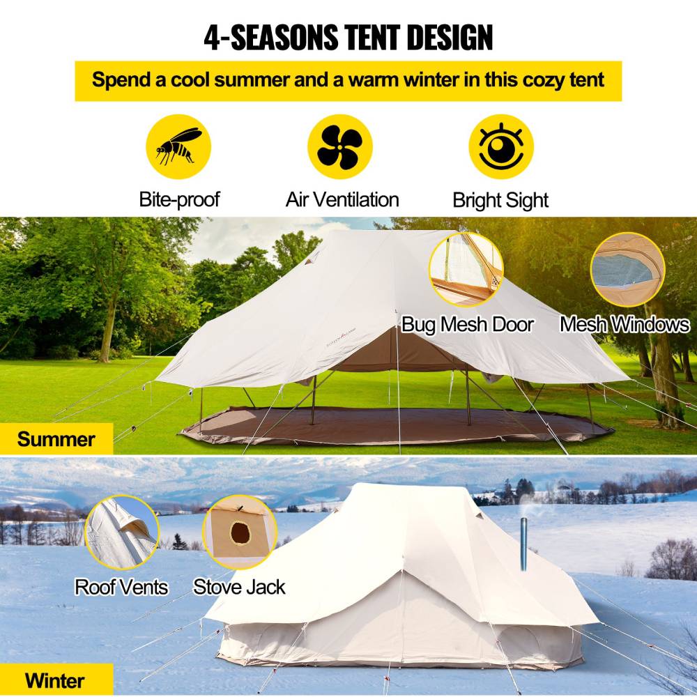 20FT Large Luxury Glamping Yurt Teepee Canvas Camping Tent