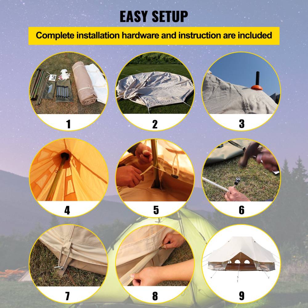 20FT Large Luxury Glamping Yurt Teepee Canvas Camping Tent