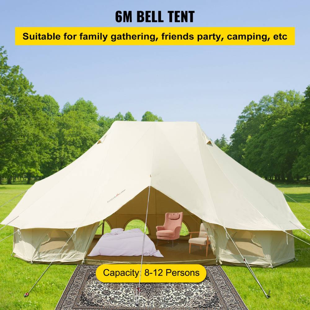20FT Large Luxury Glamping Yurt Teepee Canvas Camping Tent