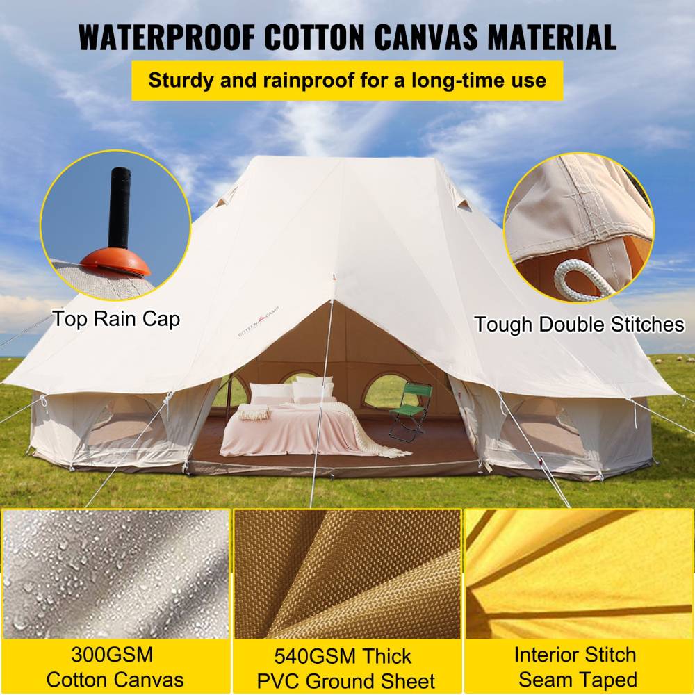 20FT Large Luxury Glamping Yurt Teepee Canvas Camping Tent