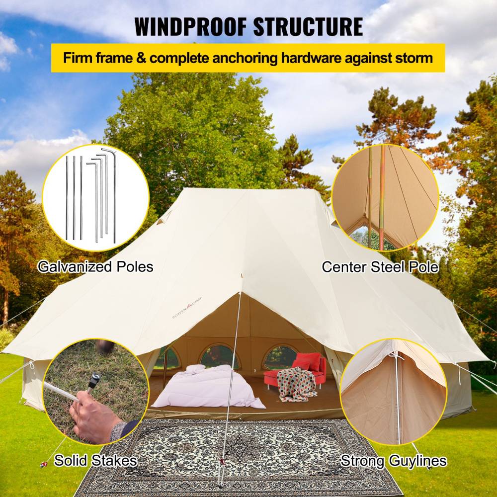 20FT Large Luxury Glamping Yurt Teepee Canvas Camping Tent