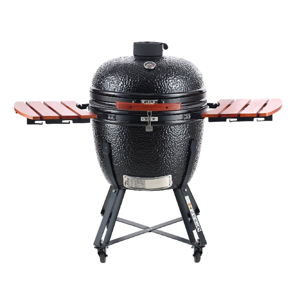 24" Ceramic Portable Round Outdoor Barbecue Smoker Grill For Patio (93820572)