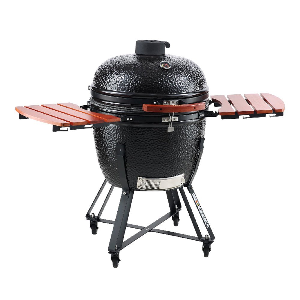 24" Ceramic Portable Round Outdoor Barbecue Smoker Grill For Patio (93820572)