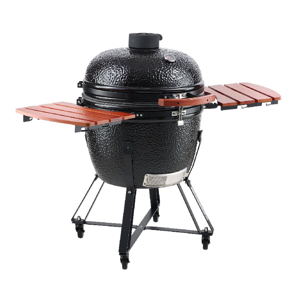 24" Ceramic Portable Round Outdoor Barbecue Smoker Grill For Patio (93820572)