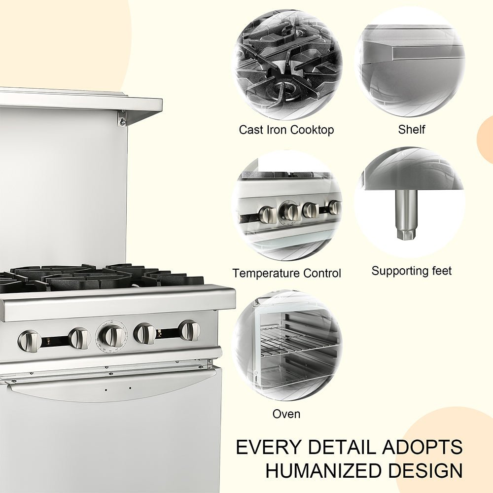 24 Inch Commercial Restaurant Kitchen 4 Burner Range W/ Standard Oven (97163042)