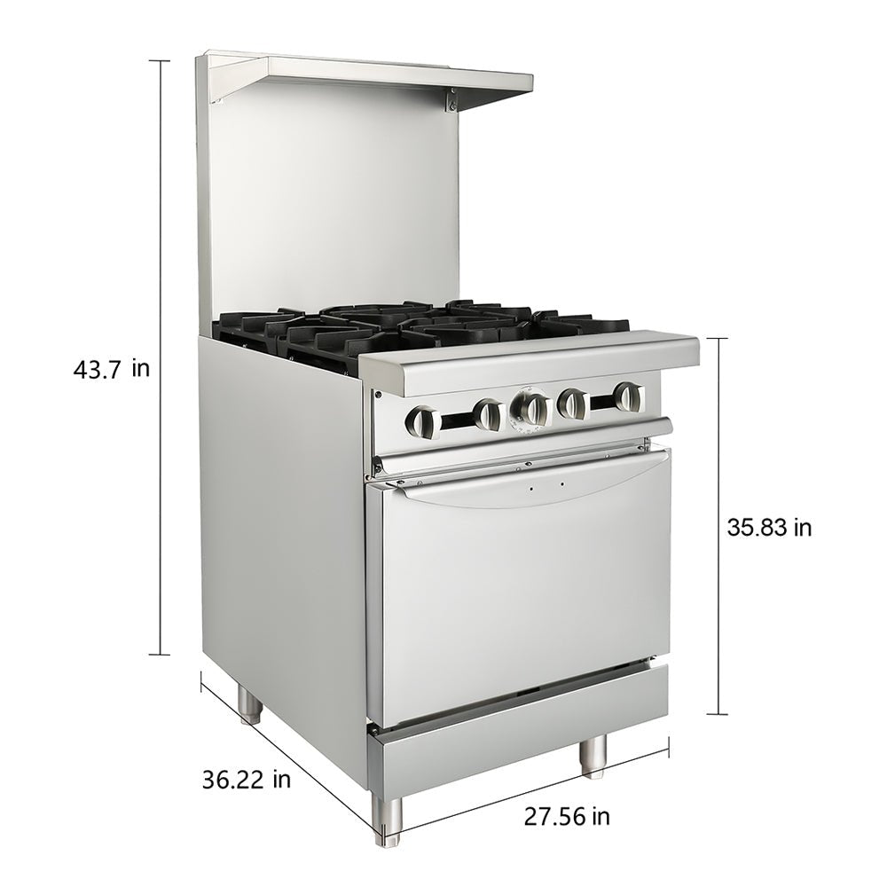 24 Inch Commercial Restaurant Kitchen 4 Burner Range W/ Standard Oven (97163042)
