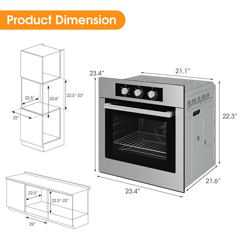 24" Premium High Temperature Single Electric Powered Wall Oven, 2300W (91304862)