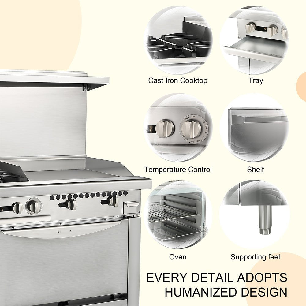 36 Inch Commercial Liquid Gas Restaurant 2 Burner Range With Standard Oven (91035746)