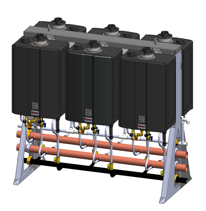 Rinnai 6-Unit Free Standing Propane Rack – Commercial Hot Water System