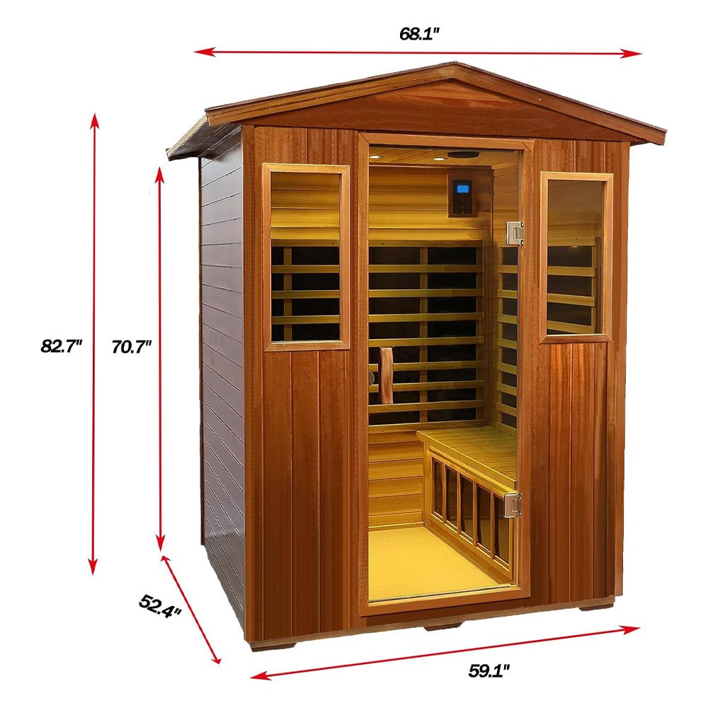 4-Person Luxury Low EMF Outdoor FAR Infrared Home Sauna With Bluetooth Audio, 2050W (96415372)