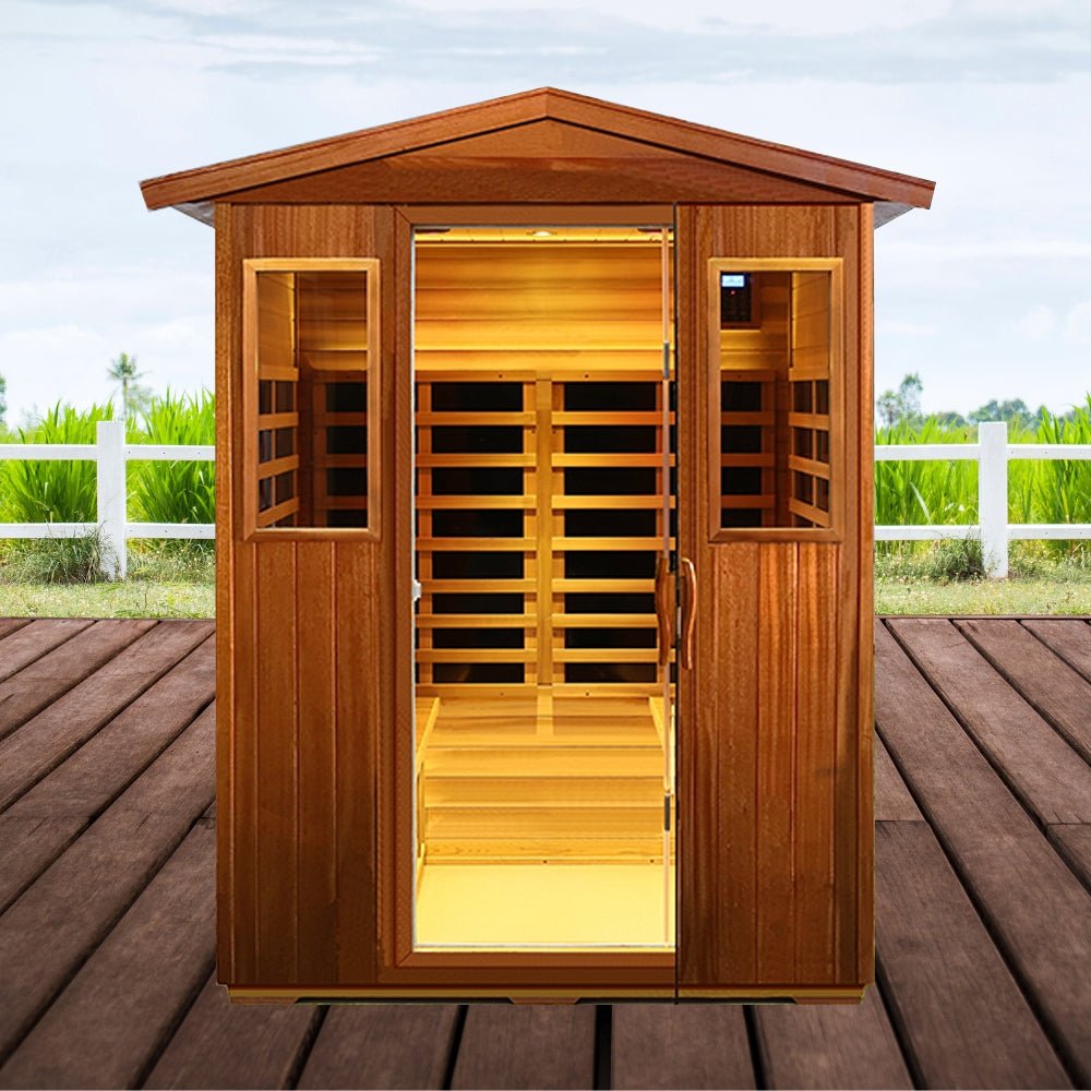 4-Person Luxury Low EMF Outdoor FAR Infrared Home Sauna With Bluetooth Audio, 2050W (96415372)