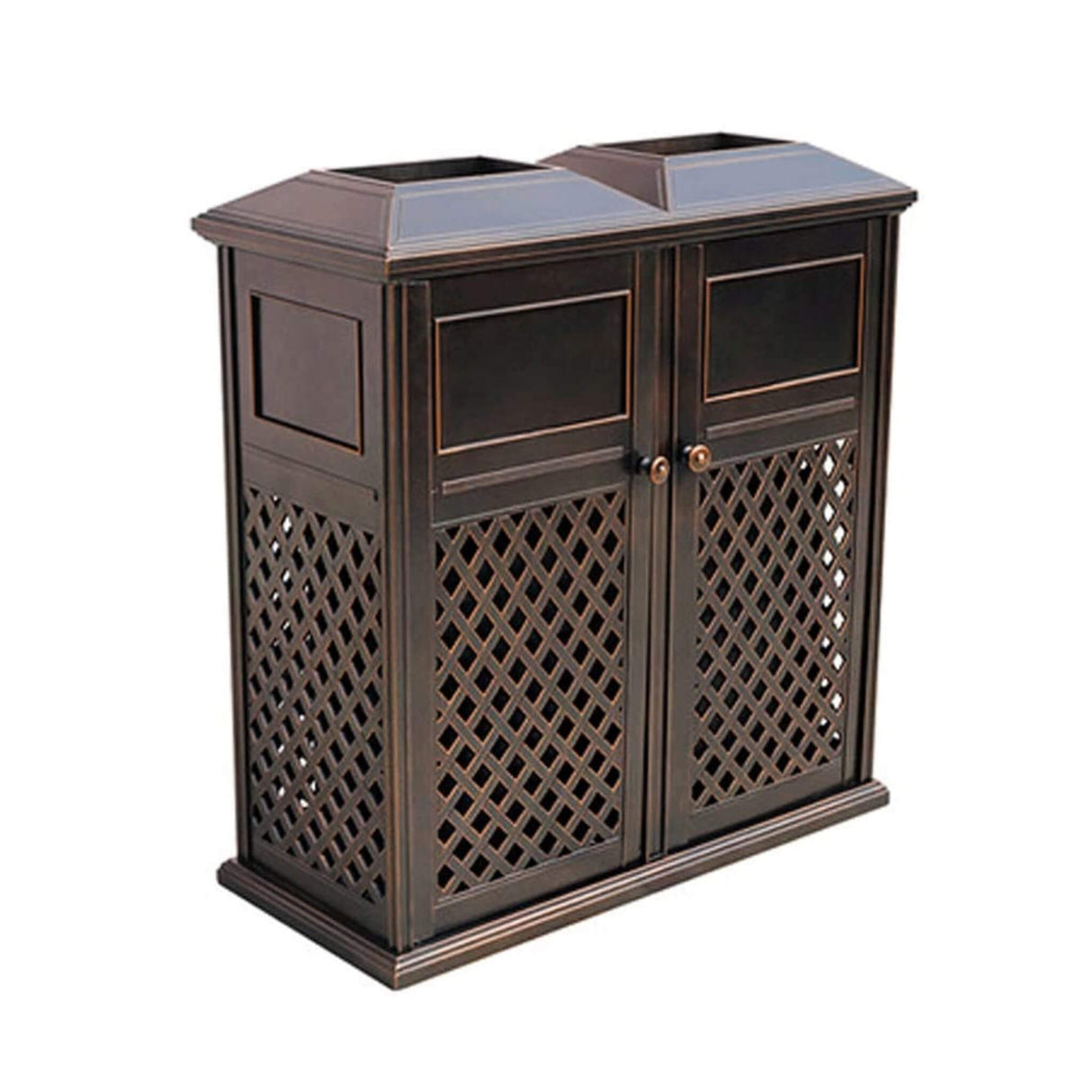 40" Outdoor Double Bucket Cast Aluminum Commercial Trash Can With Ashtray