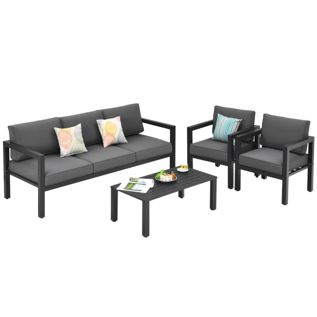 Premium Outdoor Aluminum Furniture Set For Backyard & Poolside, 4PCS