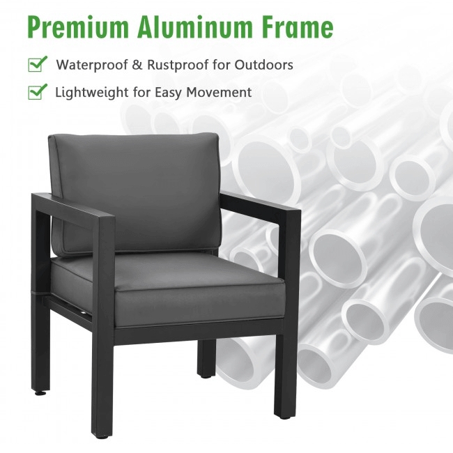 Premium Outdoor Aluminum Furniture Set For Backyard & Poolside, 4PCS