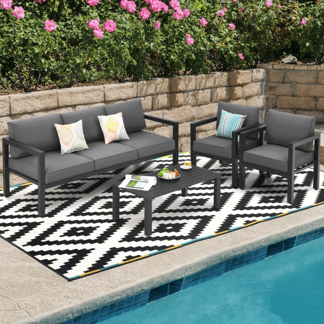 Premium Outdoor Aluminum Furniture Set For Backyard & Poolside, 4PCS