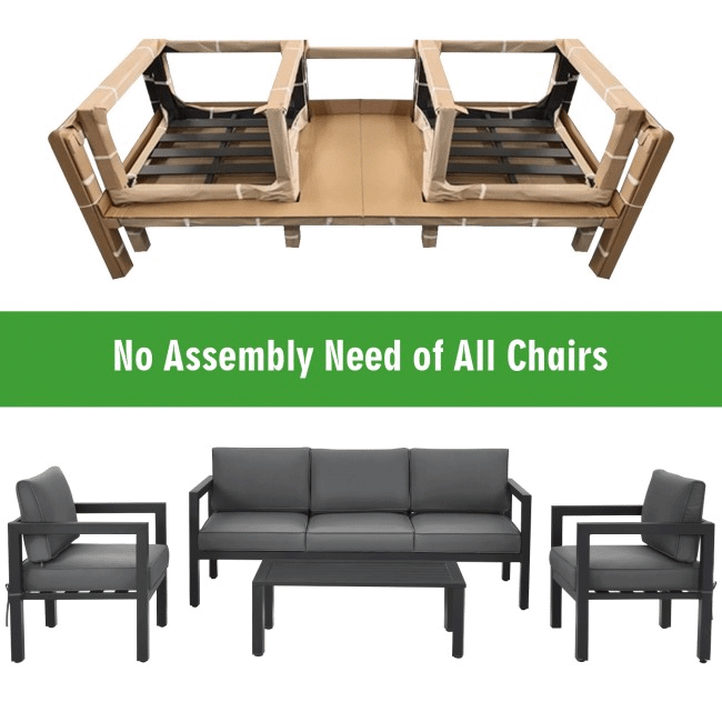 Premium Outdoor Aluminum Furniture Set For Backyard & Poolside, 4PCS