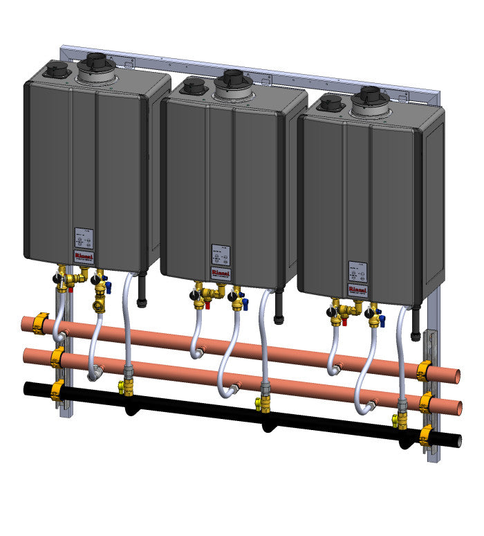 Rinnai ST Series 3-Unit Super High-Efficiency Wall Mount Rack with Recirculation (LP)