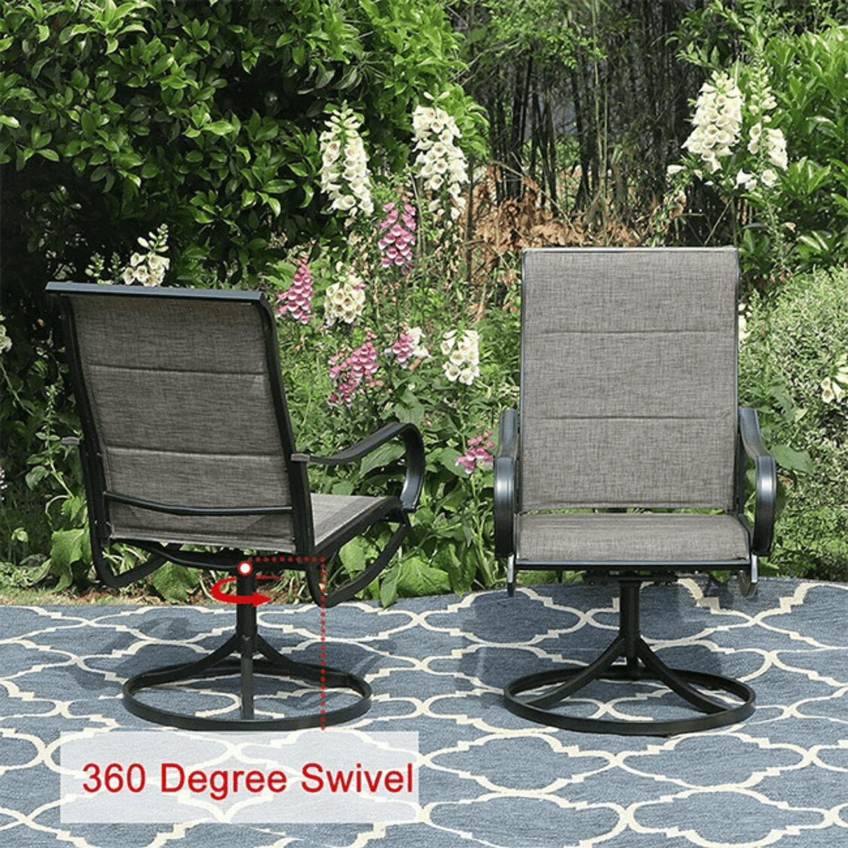 50K BTU Propane Gas Fire Pit Table Set W/ Swivel Chairs, 5PCS