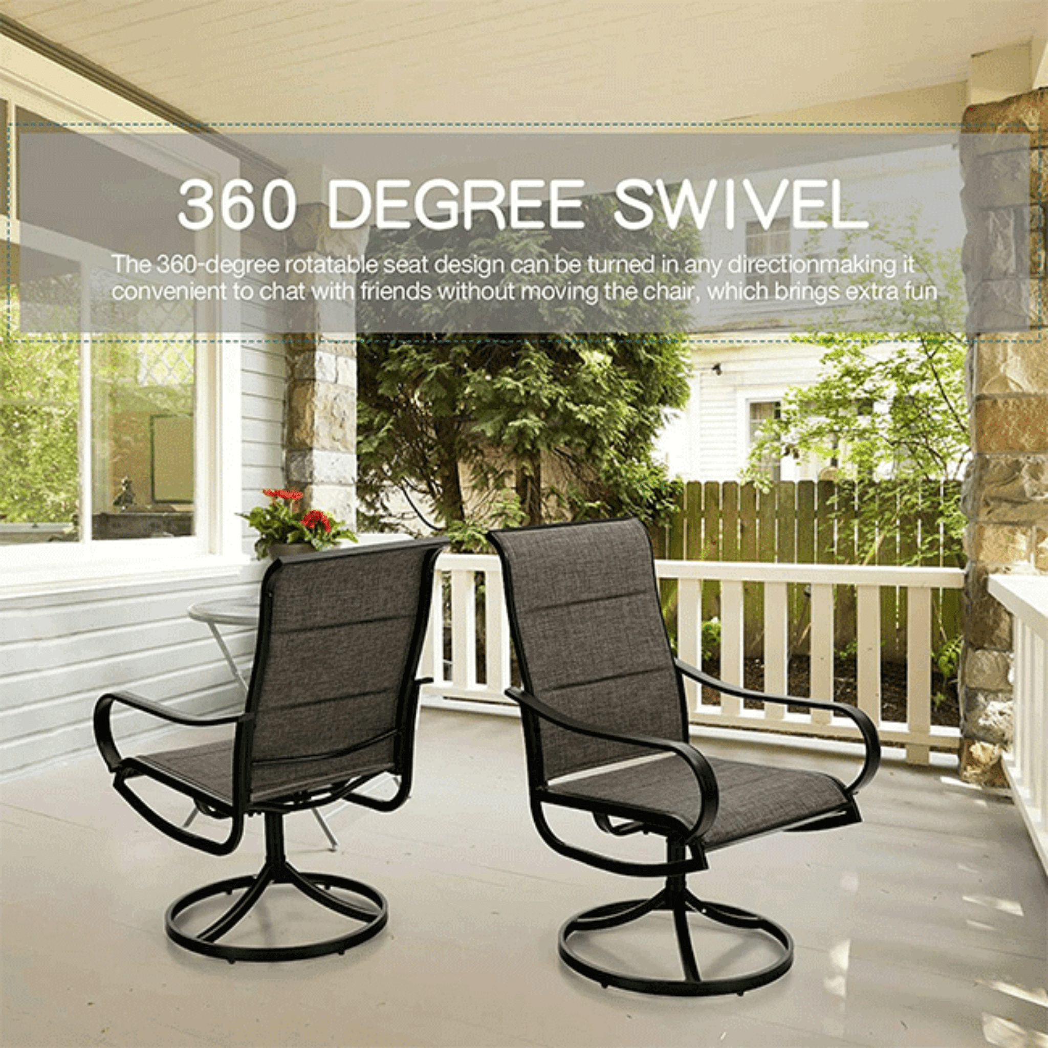 50K BTU Propane Gas Fire Pit Table Set W/ Swivel Chairs, 5PCS