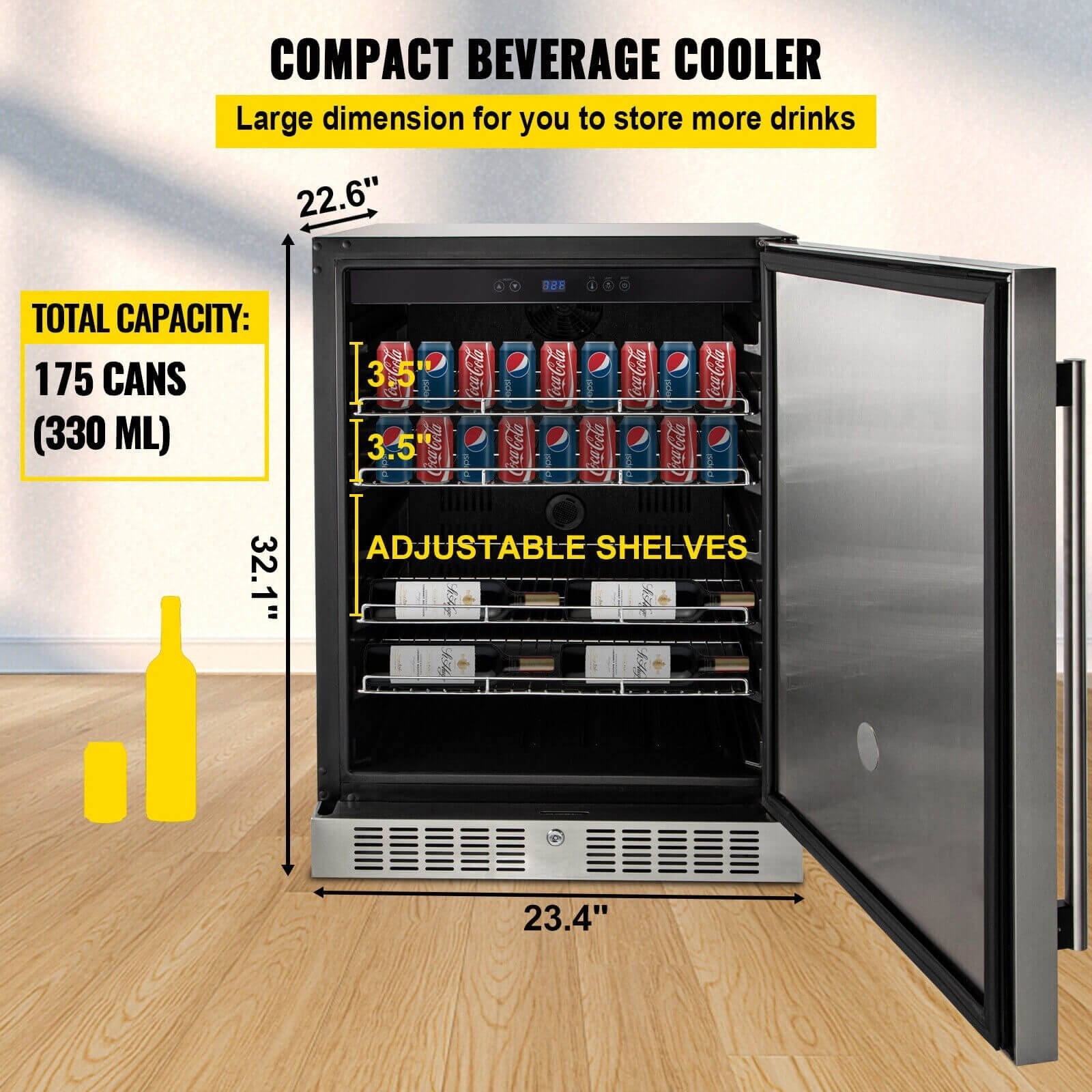 5.3 Cu. Ft. Outdoor Built-In Undercounter Beverage Cooler Refrigerator, 150L (92785107)