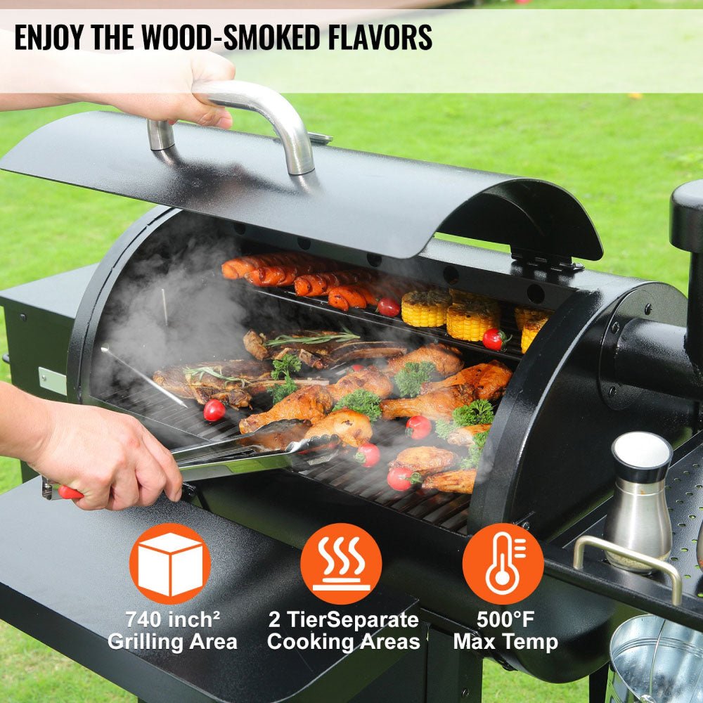 53" Heavy Duty Portable Wood Pellet BBQ Grill With Cart (93641572)