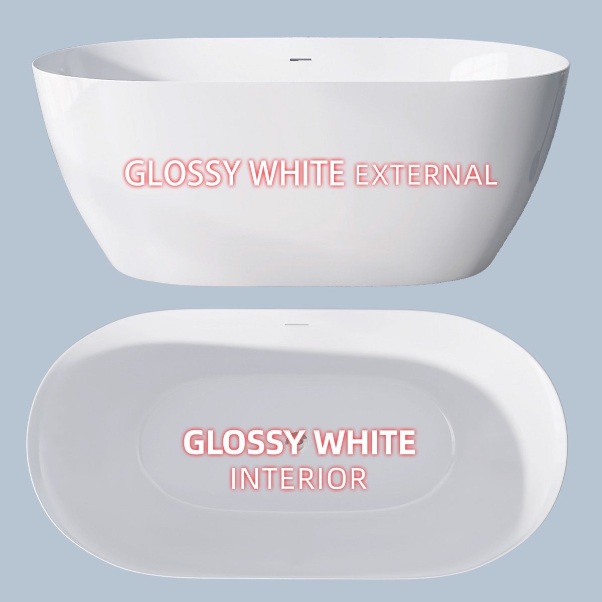 59" Freestanding Acrylic Oval Shape Soaking Tub With Integrated Slotted Overflow (95173864)
