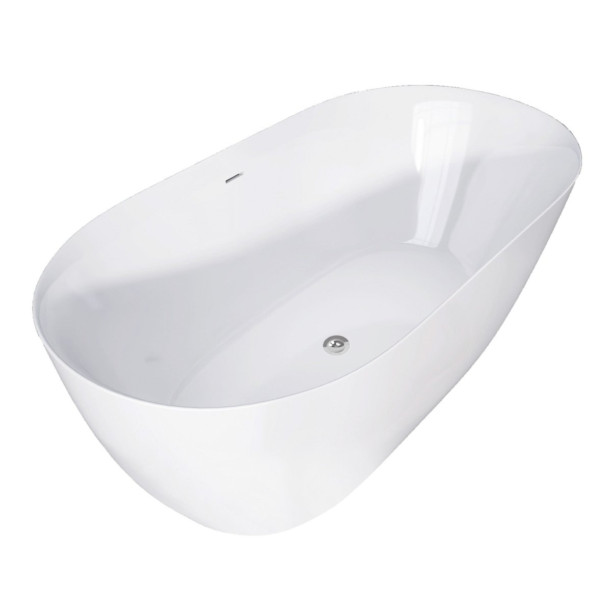 59" Freestanding Acrylic Oval Shape Soaking Tub With Integrated Slotted Overflow (95173864)