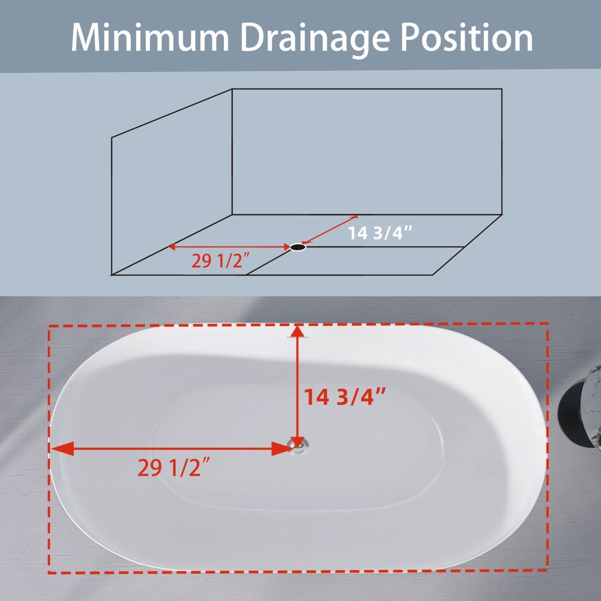 59" Freestanding Acrylic Oval Shape Soaking Tub With Integrated Slotted Overflow (95173864)