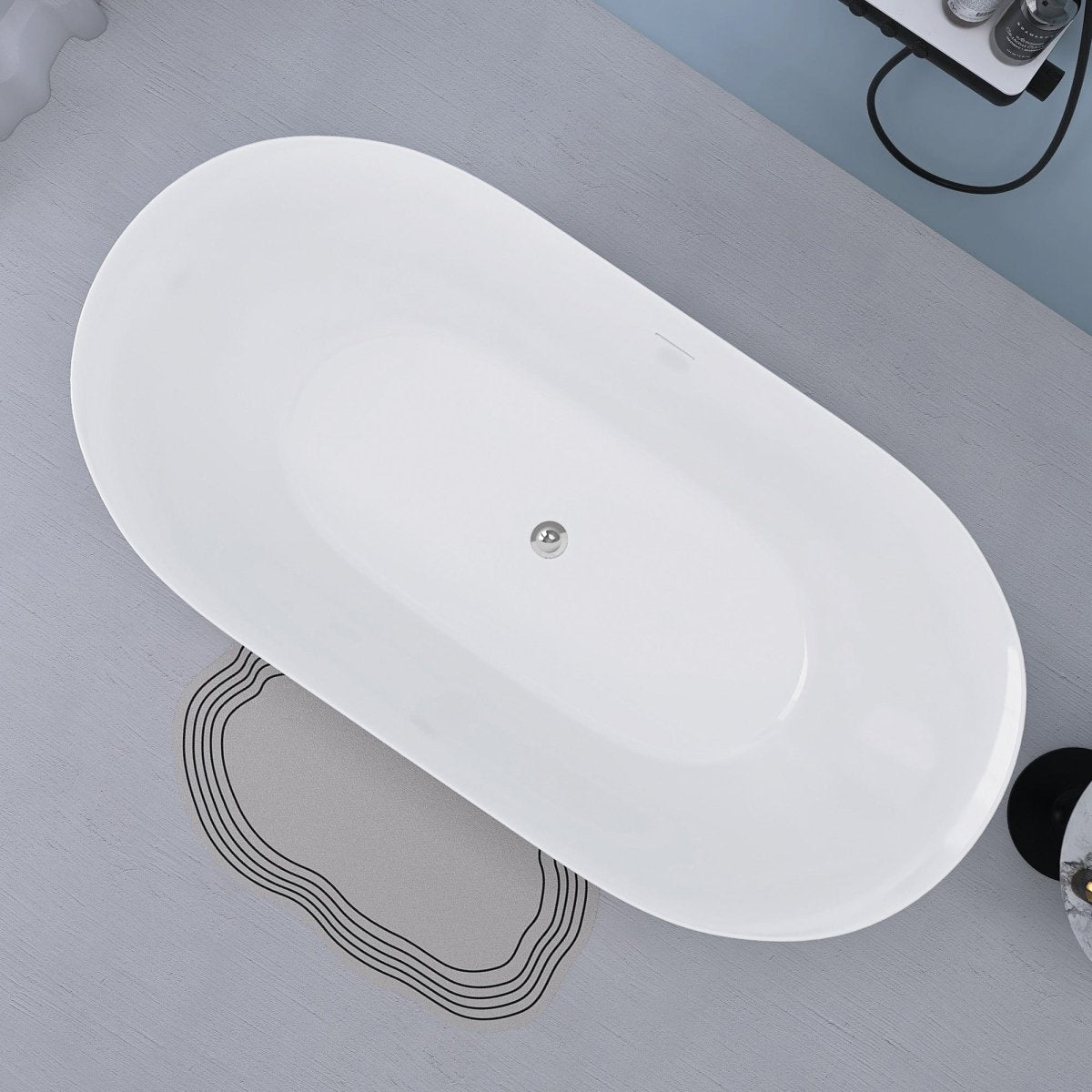 59" Freestanding Acrylic Oval Shape Soaking Tub With Integrated Slotted Overflow (95173864)