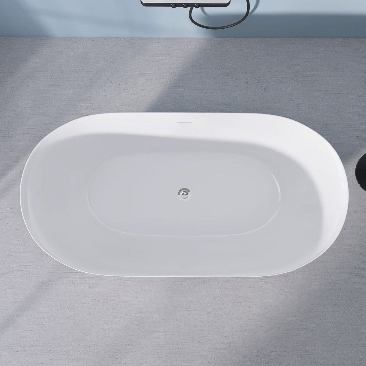 59" Freestanding Acrylic Oval Shape Soaking Tub With Integrated Slotted Overflow (95173864)