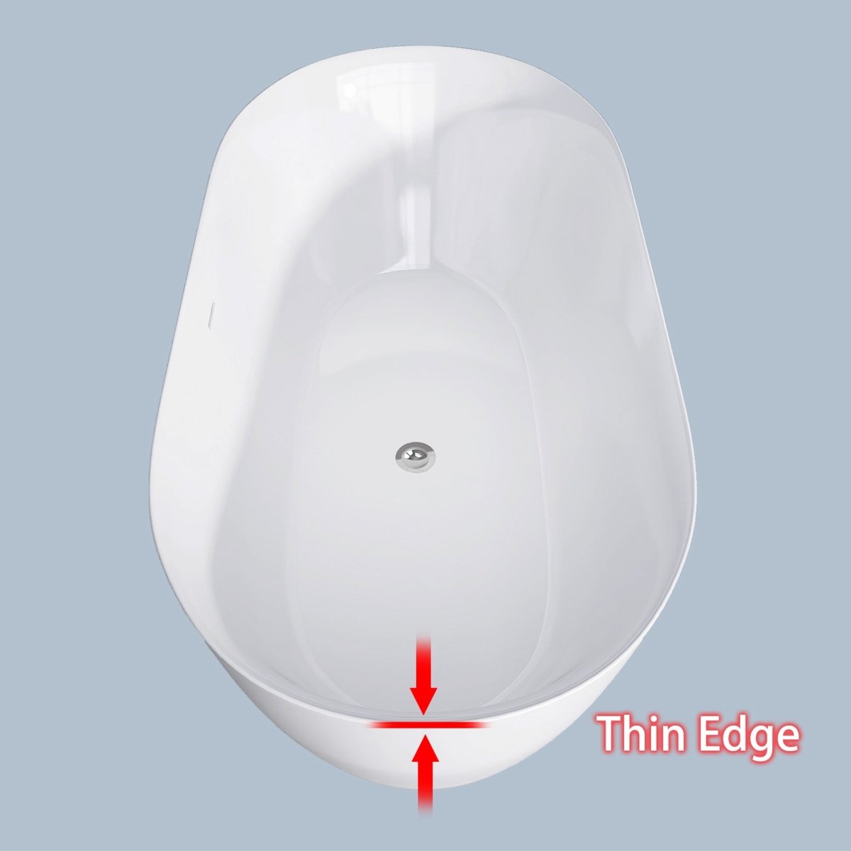 59" Freestanding Acrylic Oval Shape Soaking Tub With Integrated Slotted Overflow (95173864)