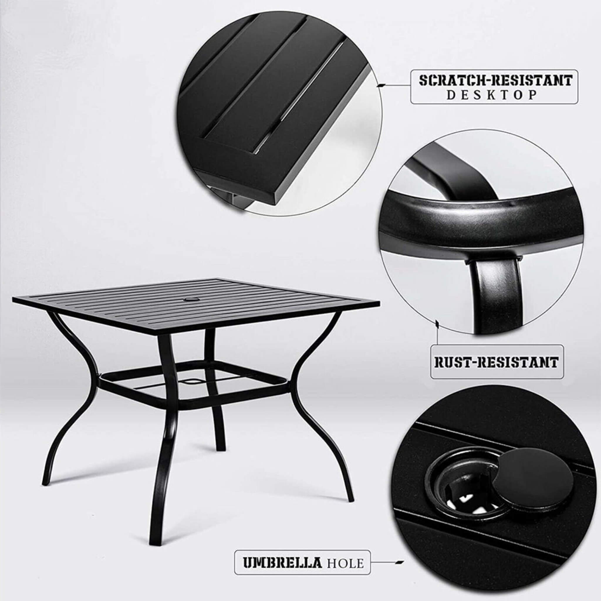 5PCS Outdoor Patio Rattan Dining Furniture Set With Swivel Armchairs (91823705)