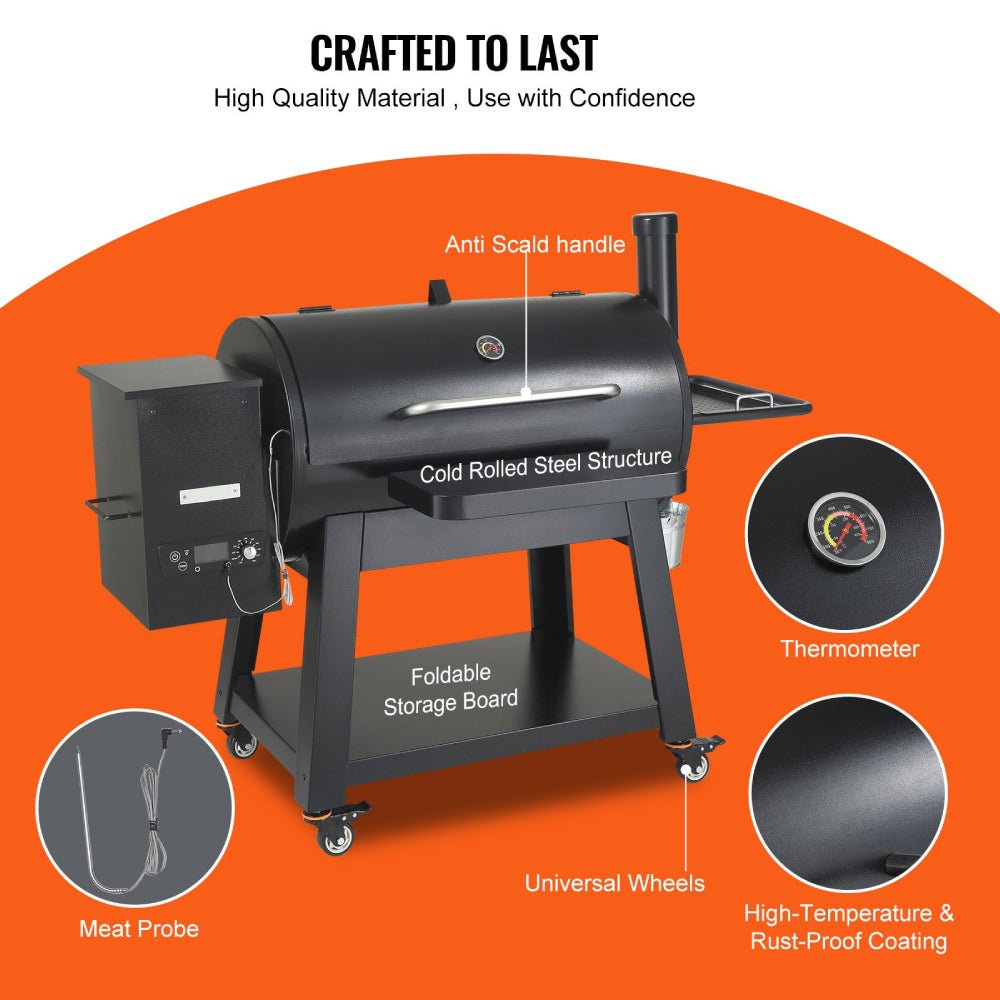 62" Heavy Duty Portable Wood Pellet BBQ Grill With Cart