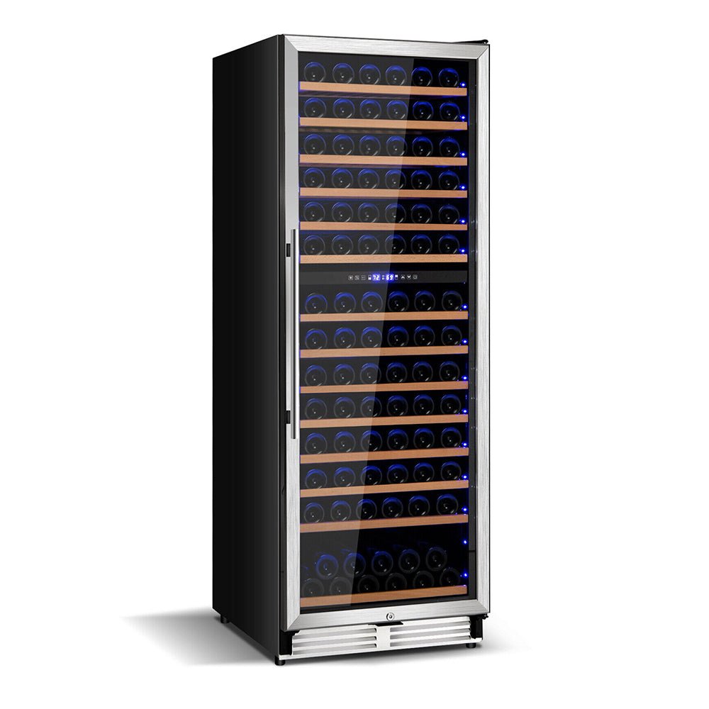 67" Large Freestanding Dual Zone Wine Bottle Cooler Refrigerator Chiller, 154 Bottles (96410372)