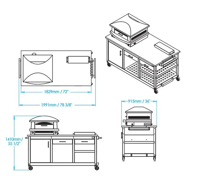 Kalamazoo Artisan Fire Pizza Oven Station K-PZSTN-72