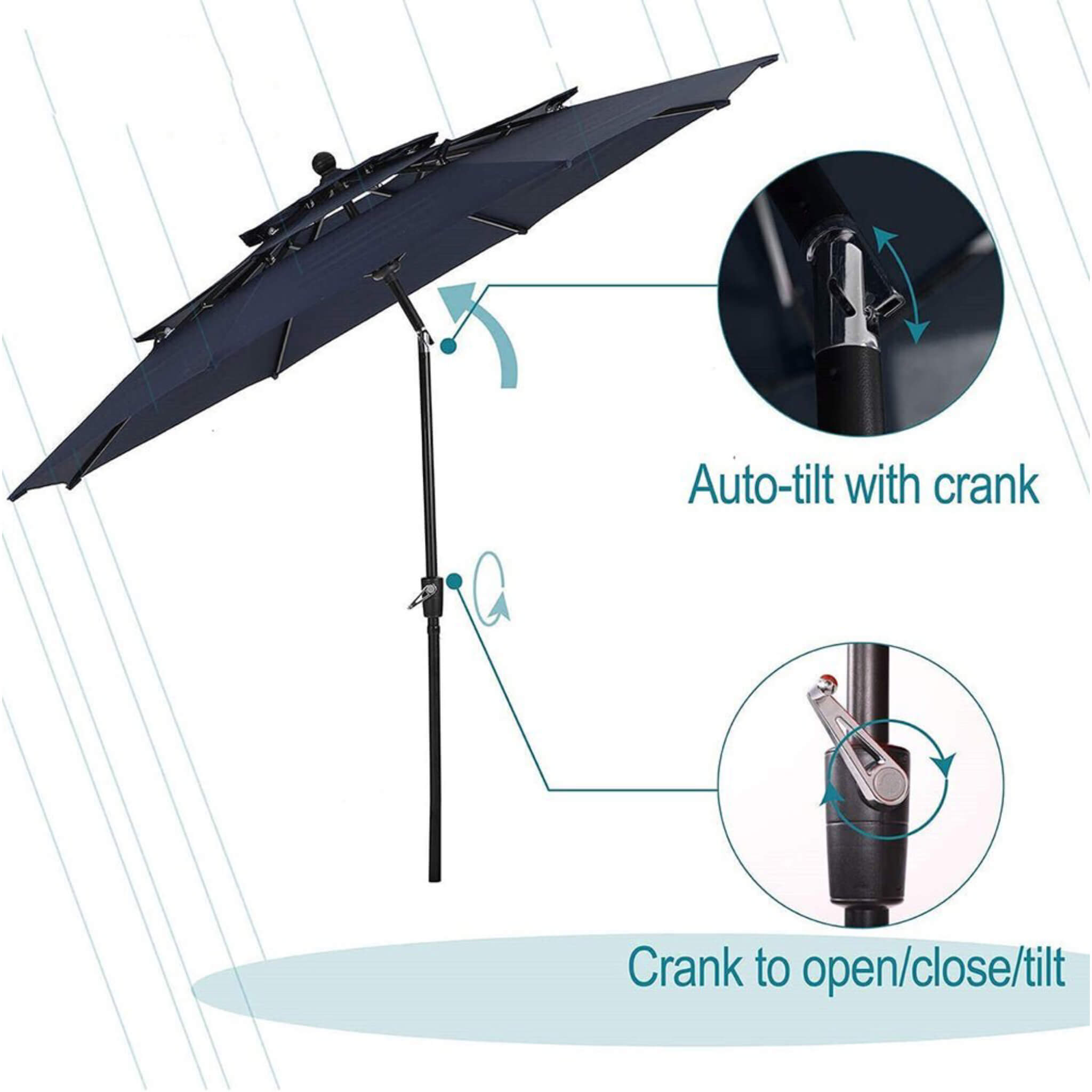 6PCS Outdoor Patio Bar Set Dining Table With Umbrella & Swivel Bar Stools - Umbrella Base NOT included (97053218)