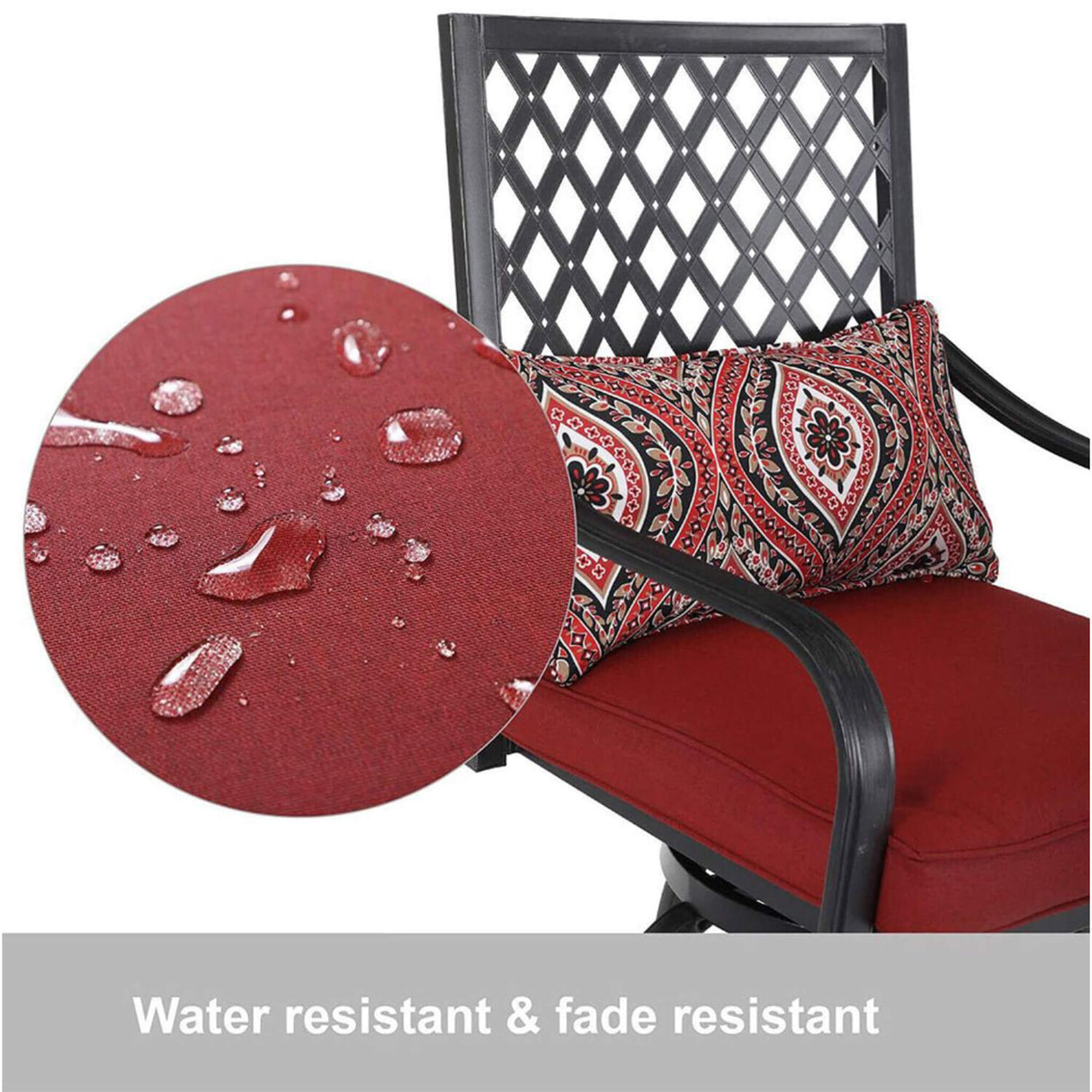 6PCS Outdoor Patio Bar Set Dining Table With Umbrella & Swivel Bar Stools - Umbrella Base NOT included (97053218)